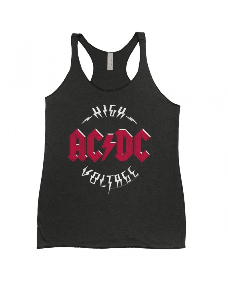 AC/DC Ladies' Tank Top | High Voltage Red Logo Distressed Shirt $8.69 Shirts