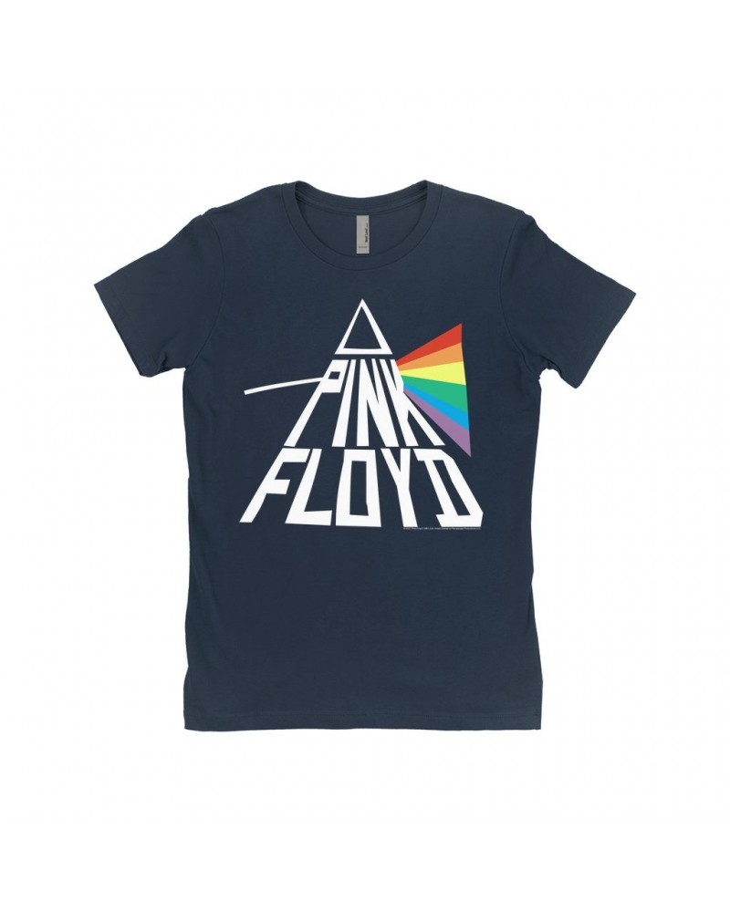 Pink Floyd Ladies' Boyfriend T-Shirt | Dark Side Of The Moon Modern Prism Shirt $10.48 Shirts