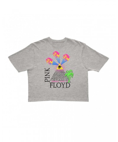 Pink Floyd Ladies' Crop Tee | Neon Animals Tour '77 Design Crop T-shirt $10.78 Shirts