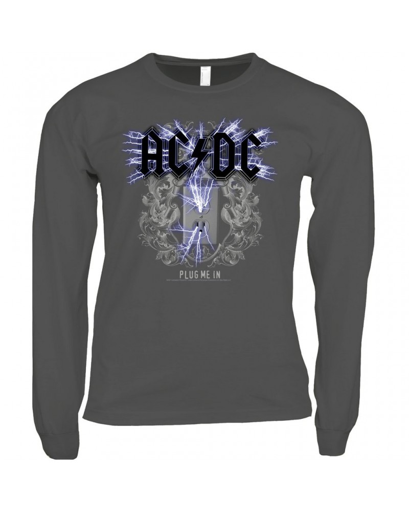 AC/DC Long Sleeve Shirt | Plug Me In Design Shirt $14.38 Shirts