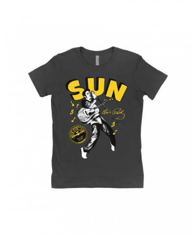 Elvis Presley Sun Records Ladies' Boyfriend T-Shirt | That's All Right Iconic Dance Move Sun Records Shirt $10.73 Shirts