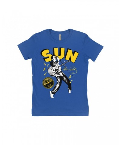 Elvis Presley Sun Records Ladies' Boyfriend T-Shirt | That's All Right Iconic Dance Move Sun Records Shirt $10.73 Shirts