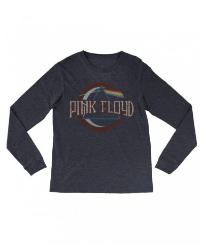 Pink Floyd Heather Long Sleeve Shirt | Dark Side Of The Moon Design Distressed Shirt $14.38 Shirts