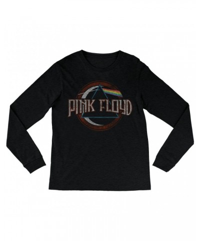 Pink Floyd Heather Long Sleeve Shirt | Dark Side Of The Moon Design Distressed Shirt $14.38 Shirts