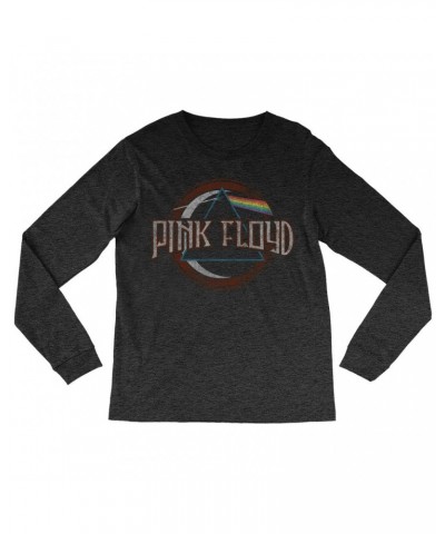 Pink Floyd Heather Long Sleeve Shirt | Dark Side Of The Moon Design Distressed Shirt $14.38 Shirts