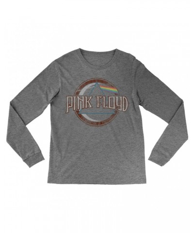 Pink Floyd Heather Long Sleeve Shirt | Dark Side Of The Moon Design Distressed Shirt $14.38 Shirts