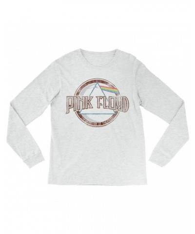 Pink Floyd Heather Long Sleeve Shirt | Dark Side Of The Moon Design Distressed Shirt $14.38 Shirts