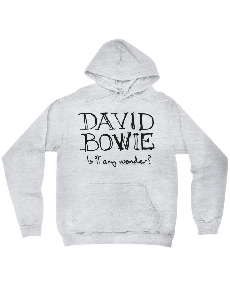 David Bowie Hoodie | Is It Any Wonder? Script Logo Hoodie $17.98 Sweatshirts