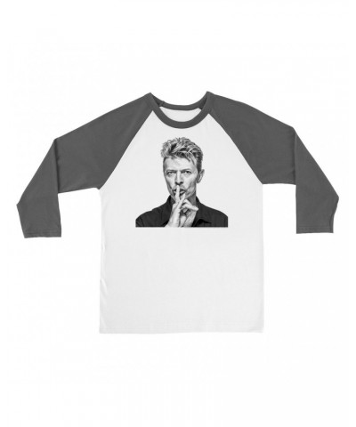 David Bowie 3/4 Sleeve Baseball Tee | Bowie Black And White Photo Shirt $10.78 Shirts