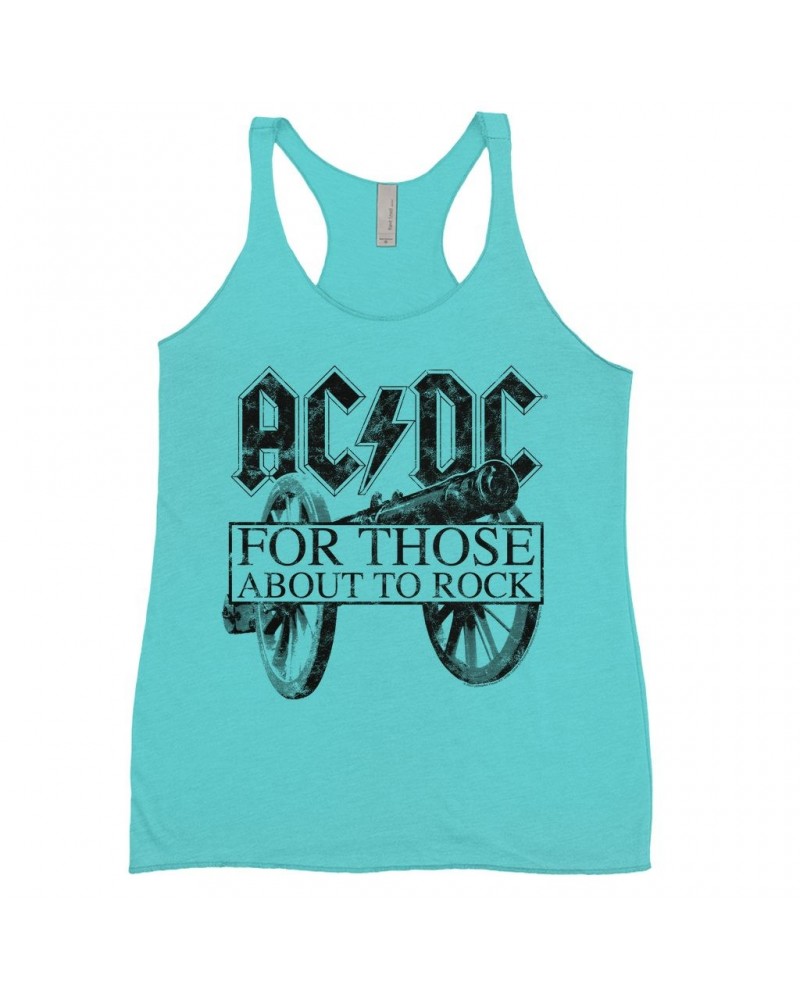 AC/DC Ladies' Tank Top | For Those About To Rock Black Cannon Image Distressed Shirt $10.71 Shirts