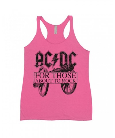 AC/DC Ladies' Tank Top | For Those About To Rock Black Cannon Image Distressed Shirt $10.71 Shirts