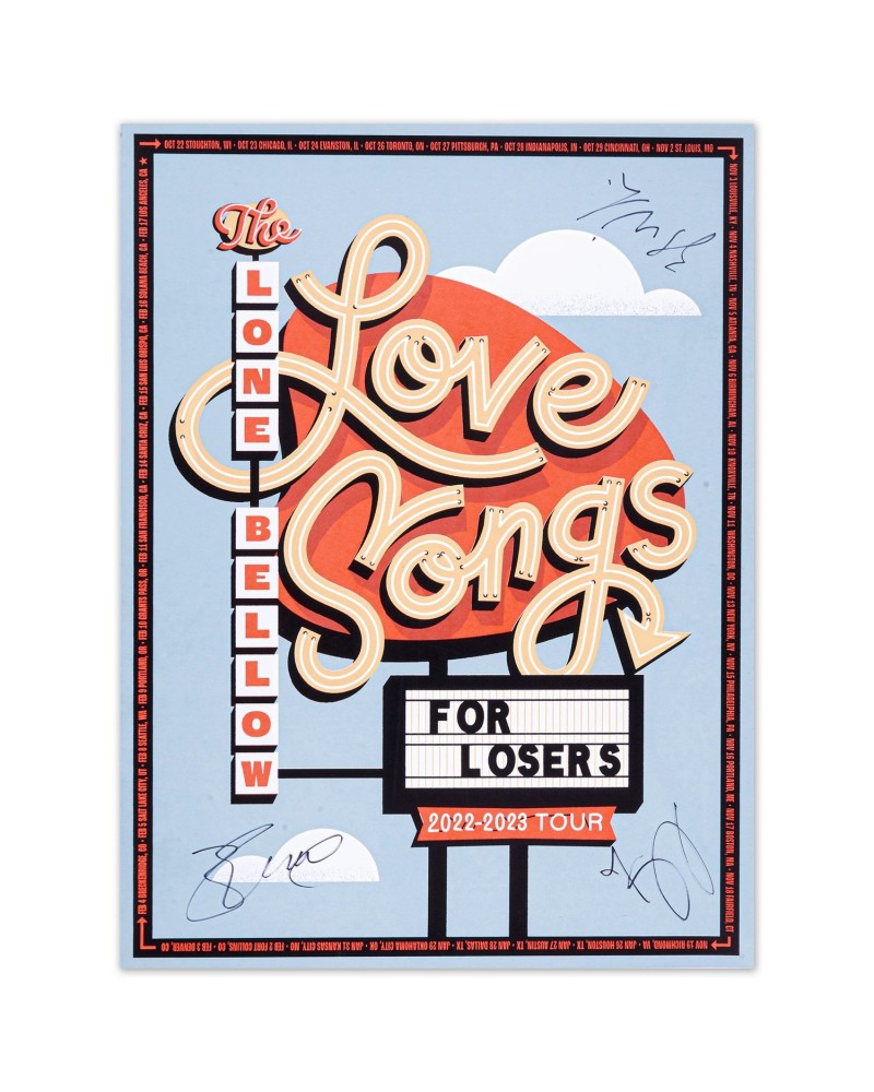 The Lone Bellow Love Songs for Losers ’22-’23 Tour Poster Day Signed $20.00 Decor