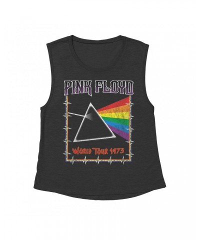 Pink Floyd Ladies' Muscle Tank Top | World Tour 1980 Prism Design Distressed Shirt $14.50 Shirts