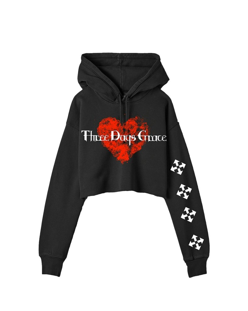 Three Days Grace Women's Cropped 2023 Tour Hoodie $39.20 Sweatshirts