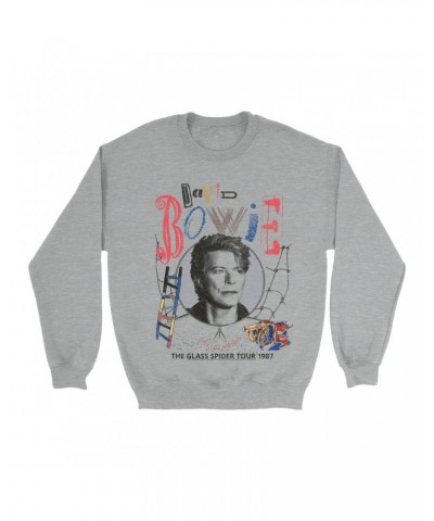 David Bowie Sweatshirt | Never Let Me Down The Glass Spider Tour 1987 Distressed Sweatshirt $17.48 Sweatshirts