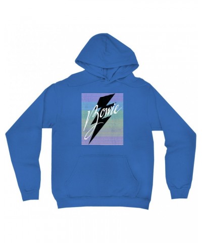 David Bowie Hoodie | Pastel Rainbow Logo Distressed Hoodie $13.98 Sweatshirts