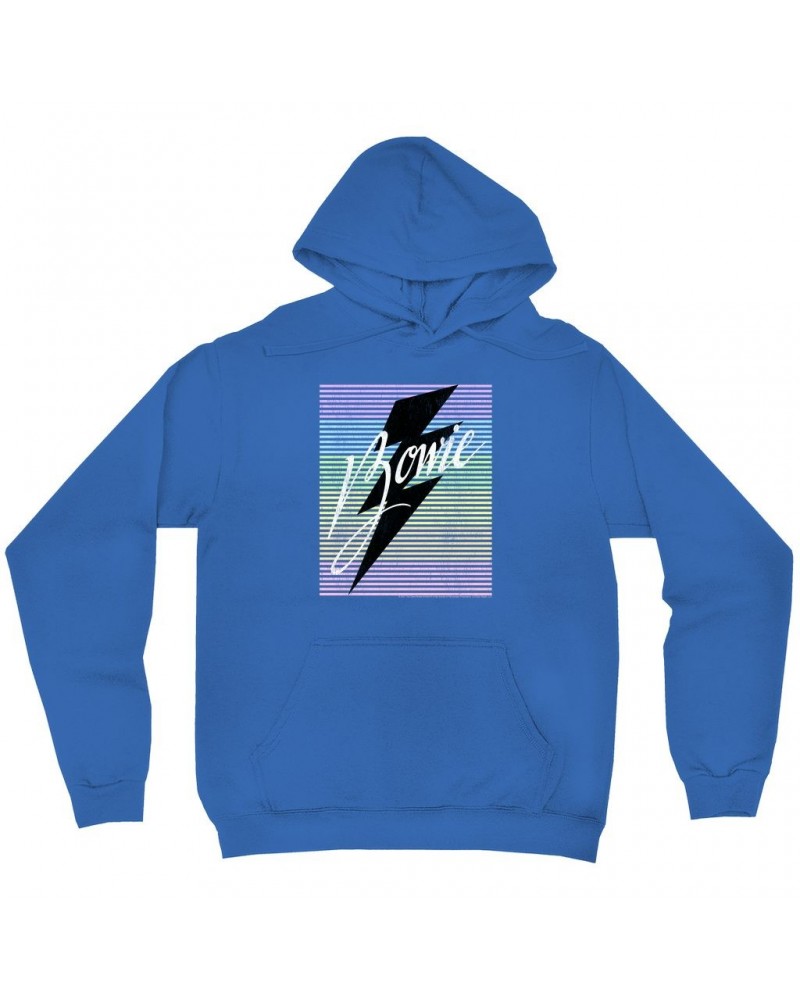 David Bowie Hoodie | Pastel Rainbow Logo Distressed Hoodie $13.98 Sweatshirts