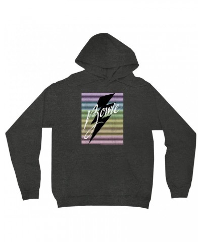 David Bowie Hoodie | Pastel Rainbow Logo Distressed Hoodie $13.98 Sweatshirts