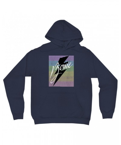 David Bowie Hoodie | Pastel Rainbow Logo Distressed Hoodie $13.98 Sweatshirts