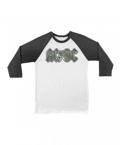 AC/DC 3/4 Sleeve Baseball Tee | Metal Metallic Logo Shirt $14.68 Shirts