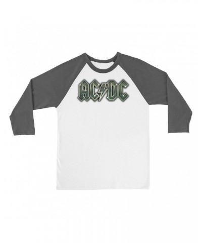 AC/DC 3/4 Sleeve Baseball Tee | Metal Metallic Logo Shirt $14.68 Shirts