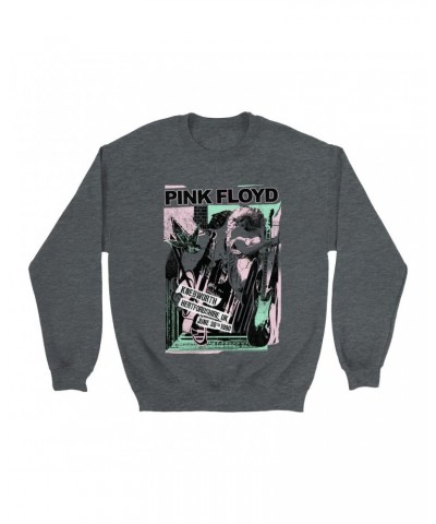 Pink Floyd Sweatshirt | Live At Hertfordshire UK Pastel Collage Concert Poster Distressed Sweatshirt $14.68 Sweatshirts