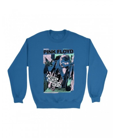 Pink Floyd Sweatshirt | Live At Hertfordshire UK Pastel Collage Concert Poster Distressed Sweatshirt $14.68 Sweatshirts