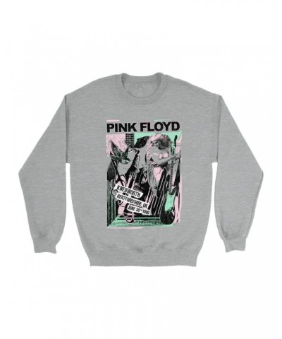 Pink Floyd Sweatshirt | Live At Hertfordshire UK Pastel Collage Concert Poster Distressed Sweatshirt $14.68 Sweatshirts